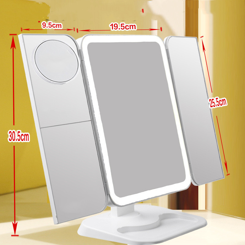 Trifold Makeup Mirror With Light 68 LED Vanity Mirrors 10X Magnifying 180Rotation - Image 5