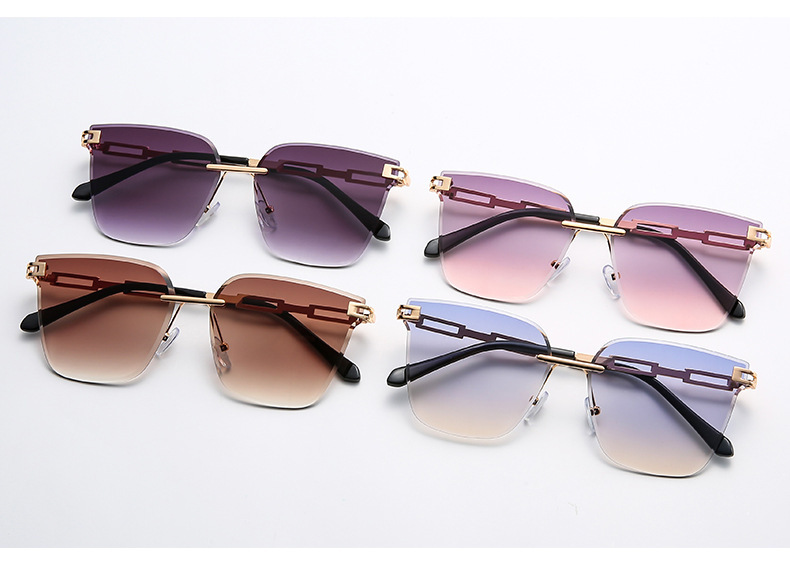 Frameless Trimming Sunglasses Metal Hollow Gradient Color Sunglasses - Image 8