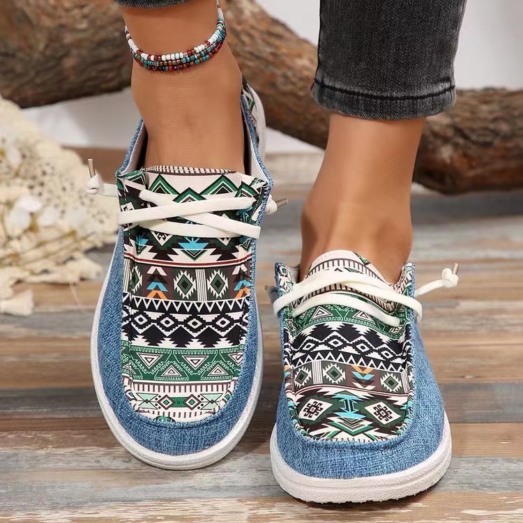 New Print Flats Shoes Summer Spring Casual Canvas Loafers For Women - Image 10