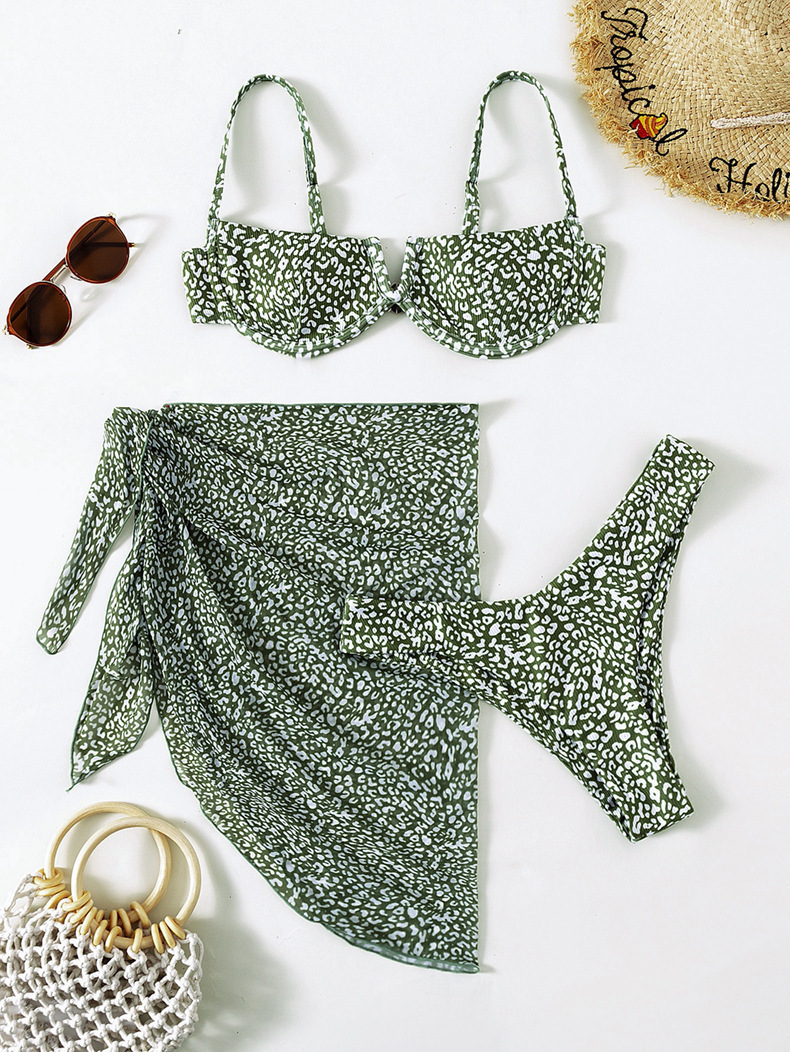 Three-piece Floral Bikini Beach Dress - Image 2