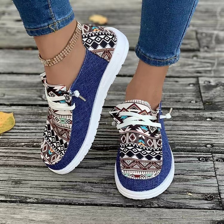New Print Flats Shoes Summer Spring Casual Canvas Loafers For Women - Image 7