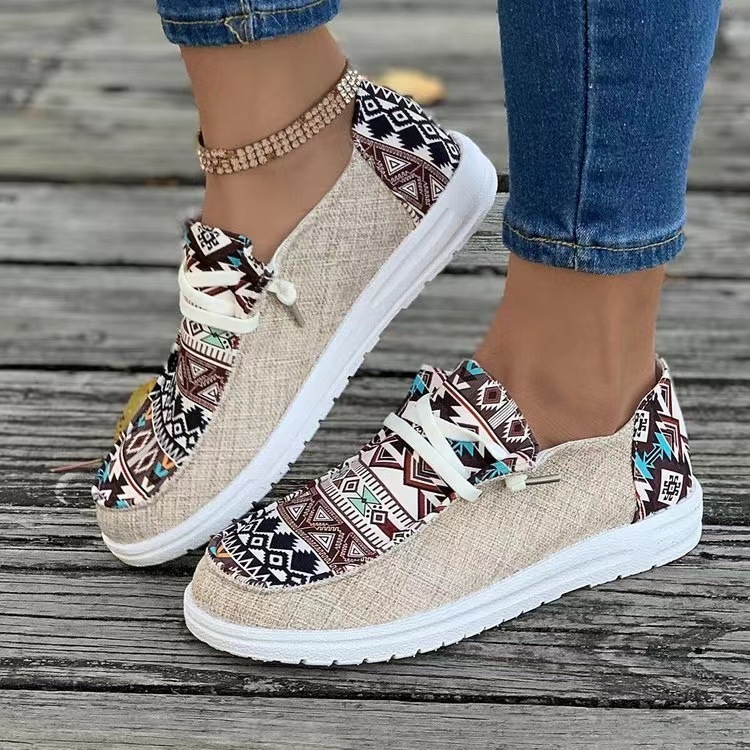 New Print Flats Shoes Summer Spring Casual Canvas Loafers For Women - Image 5