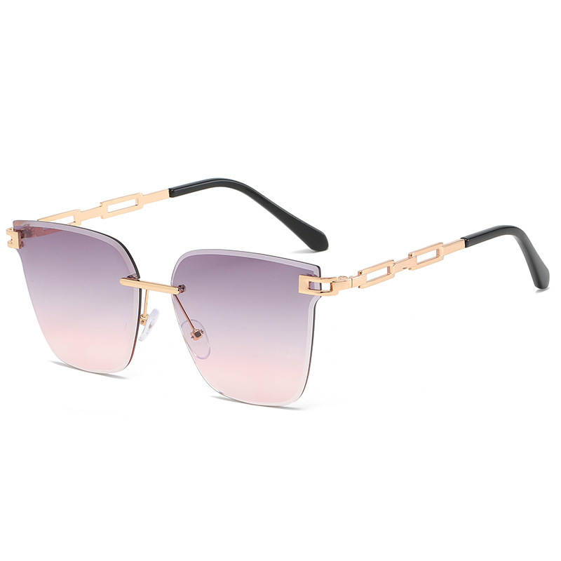 Frameless Trimming Sunglasses Metal Hollow Gradient Color Sunglasses - Image 9