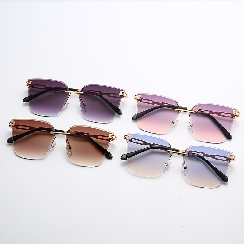 Frameless Trimming Sunglasses Metal Hollow Gradient Color Sunglasses - Image 2