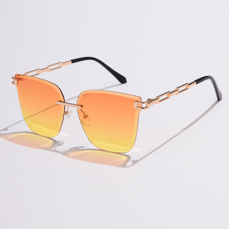 Frameless Trimming Sunglasses Metal Hollow Gradient Color Sunglasses - Image 6