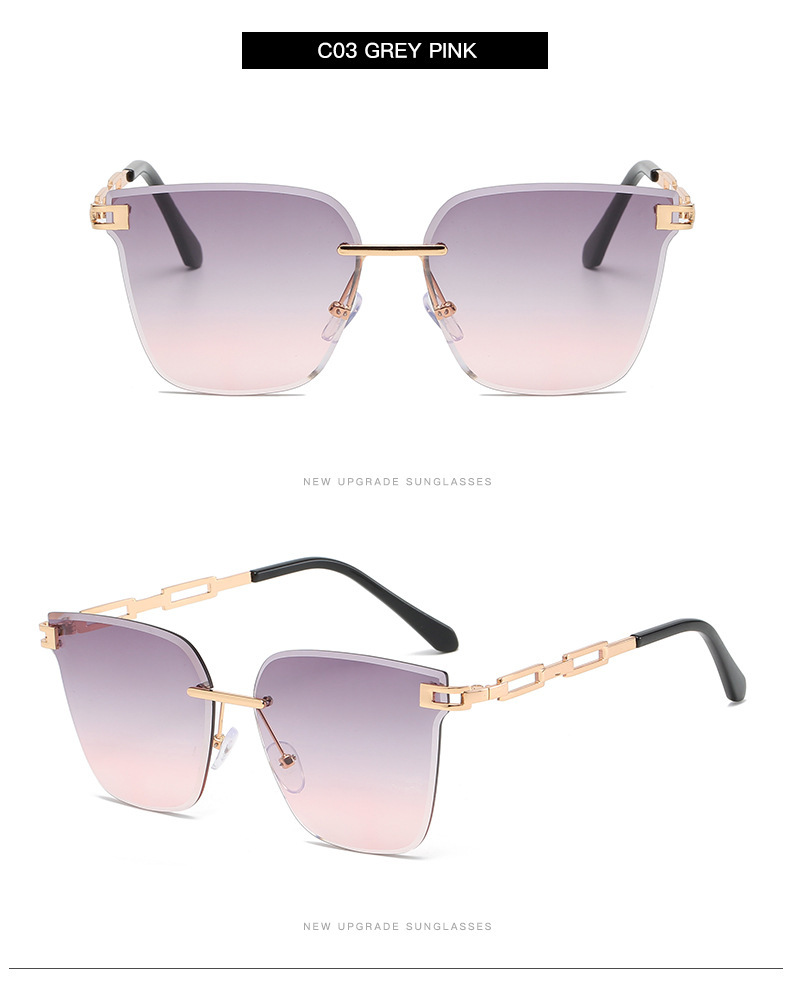 Frameless Trimming Sunglasses Metal Hollow Gradient Color Sunglasses - Image 5