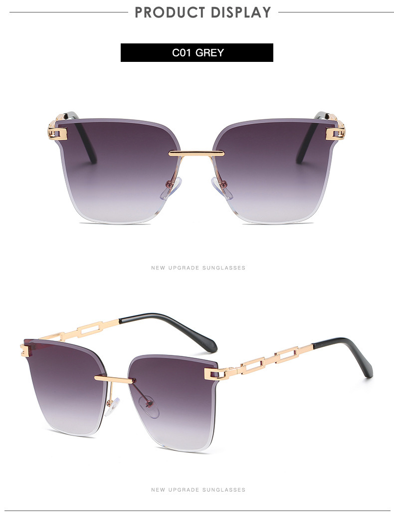 Frameless Trimming Sunglasses Metal Hollow Gradient Color Sunglasses - Image 7