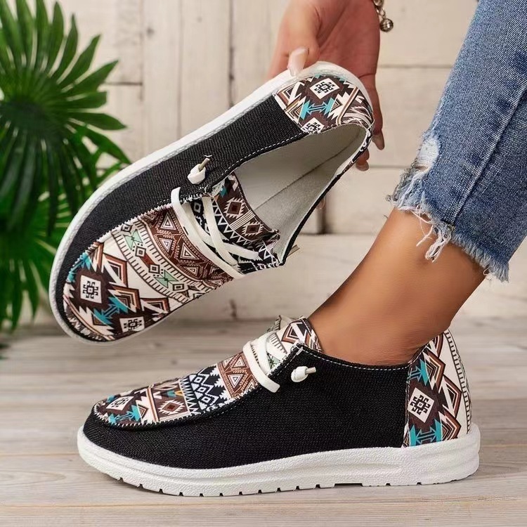 New Print Flats Shoes Summer Spring Casual Canvas Loafers For Women - Image 8