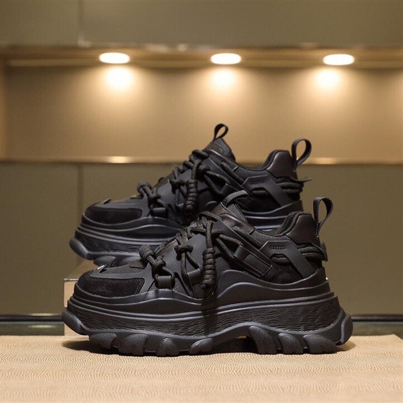 Women's Fashion Casual Leather Lace-up Platform Sneakers - Image 5