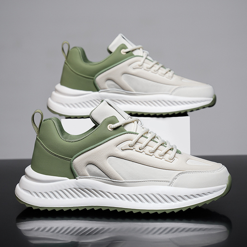 Men's Platform Lightweight Soft Sole Sports Leather Casual Sneakers - Image 5