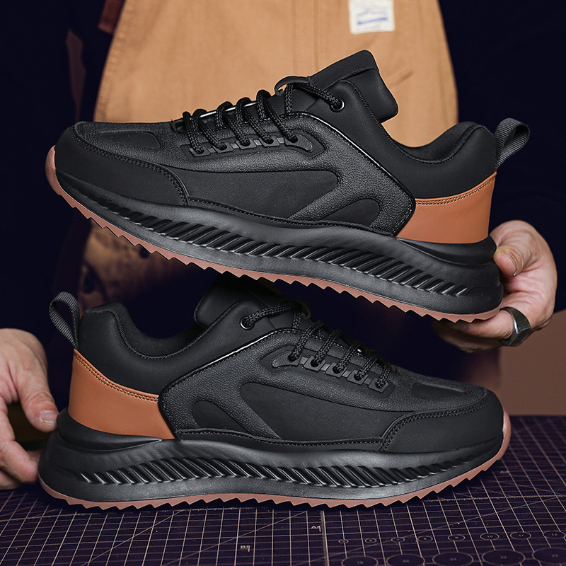 Men's Platform Lightweight Soft Sole Sports Leather Casual Sneakers - Image 4