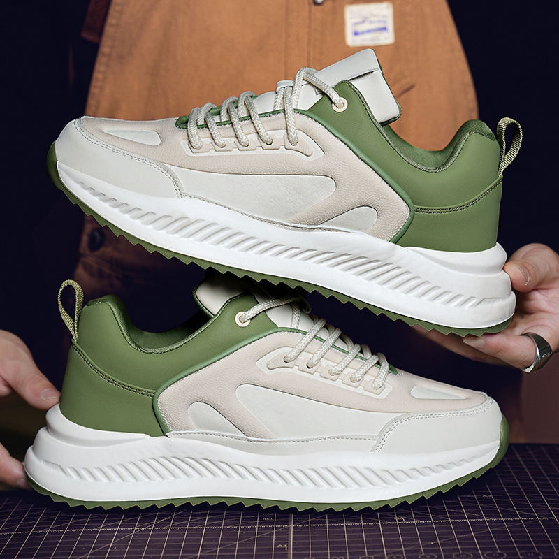 Men's Platform Lightweight Soft Sole Sports Leather Casual Sneakers - Image 3