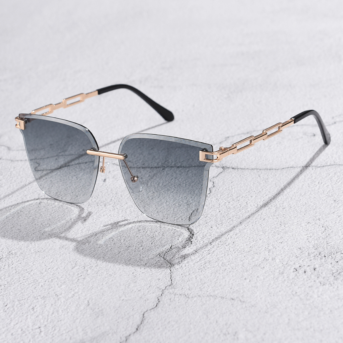 Frameless Trimming Sunglasses Metal Hollow Gradient Color Sunglasses - Image 10