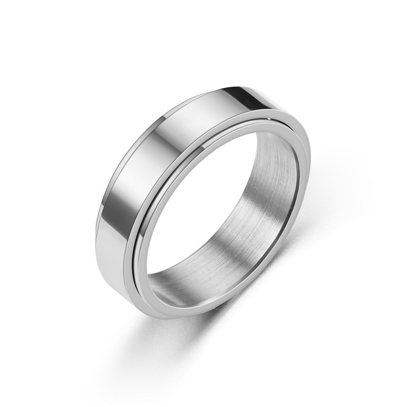 Rotating Titanium Steel Simple Bracelet Ring For Women - Image 5