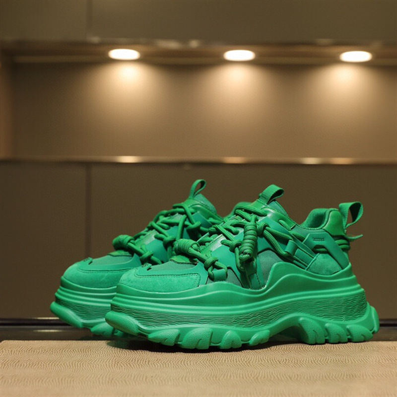 Women's Fashion Casual Leather Lace-up Platform Sneakers - Image 6