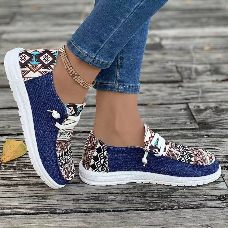 New Print Flats Shoes Summer Spring Casual Canvas Loafers For Women - Image 9