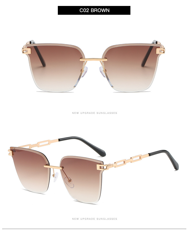 Frameless Trimming Sunglasses Metal Hollow Gradient Color Sunglasses - Image 4