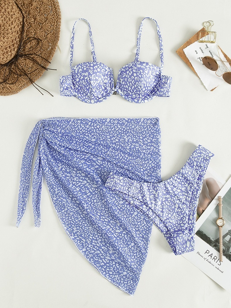 Three-piece Floral Bikini Beach Dress - Image 3