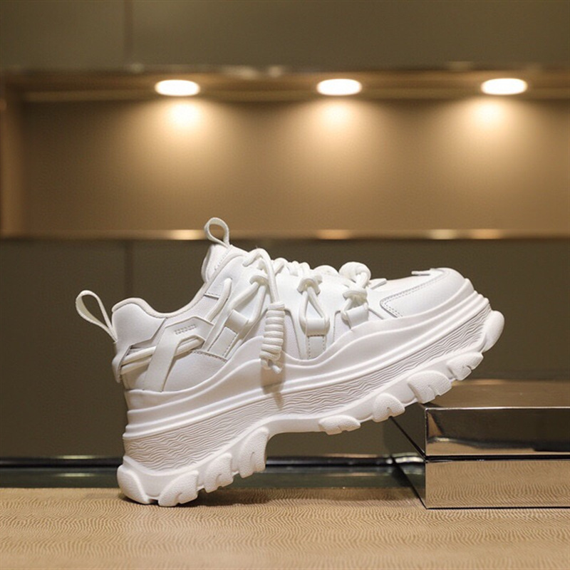 Women's Fashion Casual Leather Lace-up Platform Sneakers - Image 10