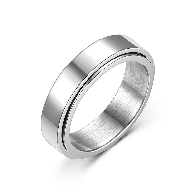 Rotating Titanium Steel Simple Bracelet Ring For Women - Image 6